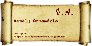 Vesely Annamária névjegykártya